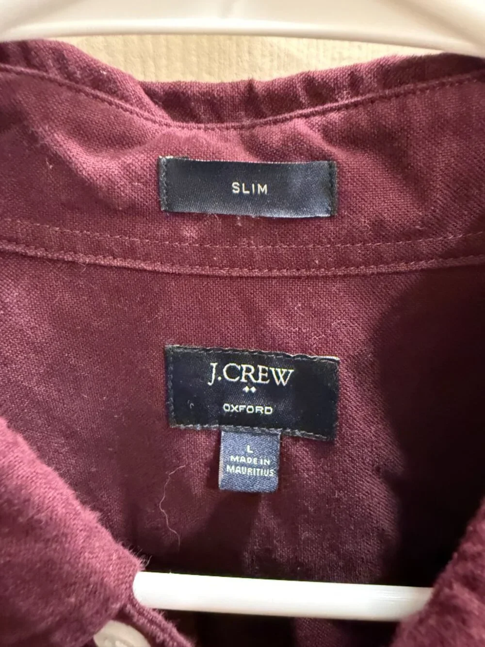 J.Crew Men's Large Slim Fit Oxford Shirt Burgundy Button Down Long Sleeve